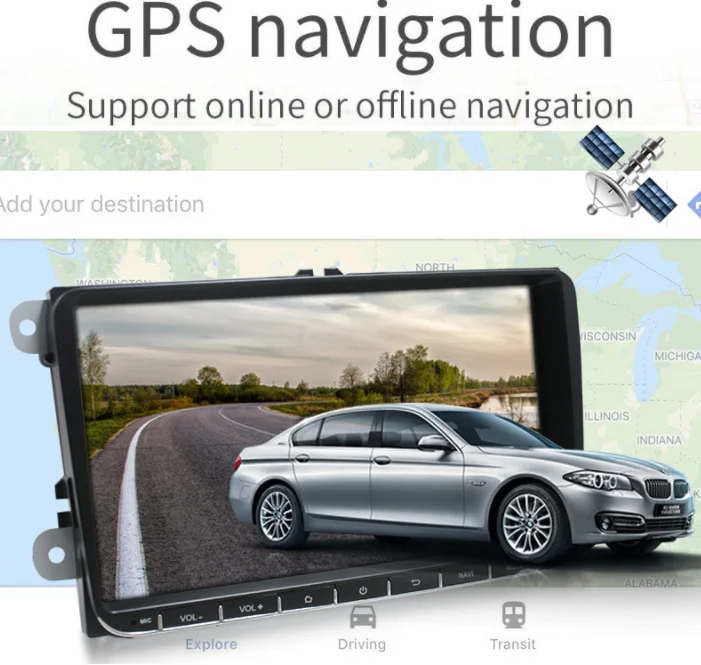 Perfect 10pcs 9" Android 8.1 Car GPS Navigation for V W Volkswagen GOLF 5 Polo Passat b5 J etta Tiguan Touran Skoda 3