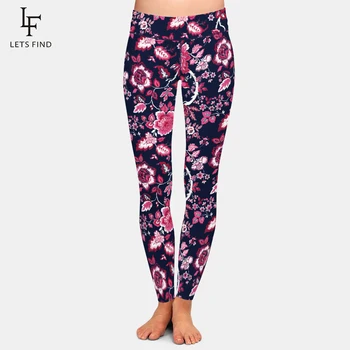 

LETSFIND 2020 Push Up New Beautiful Flowers Design Women Print Leggings High Waist Plus Size Fitness Soft Leggings