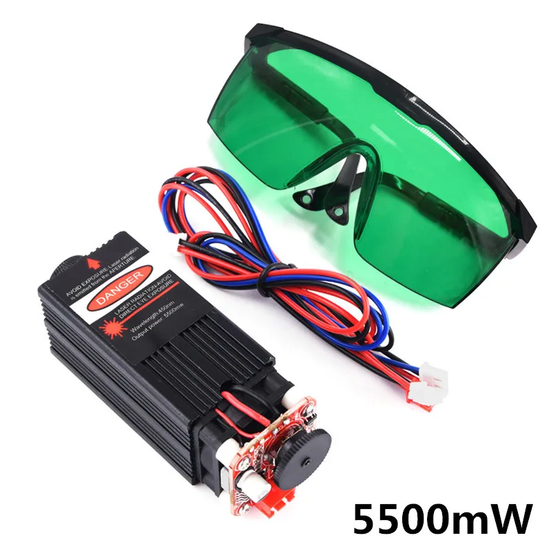 12V 500/1000/2500/5500 мВт сине-фиолетовый лазерный диод лазерная модель для лазерного станка с ЧПУ для Бумага/Пластик/липа/древесины - Цвет: 5500mW