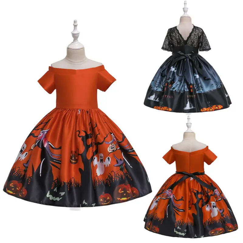 

Toddler Girls Kid Princess Cosplay Party Costume Fancy Off Shoulder Mesh Short Sleeve Dress Halloween Theme Outfits Clothes