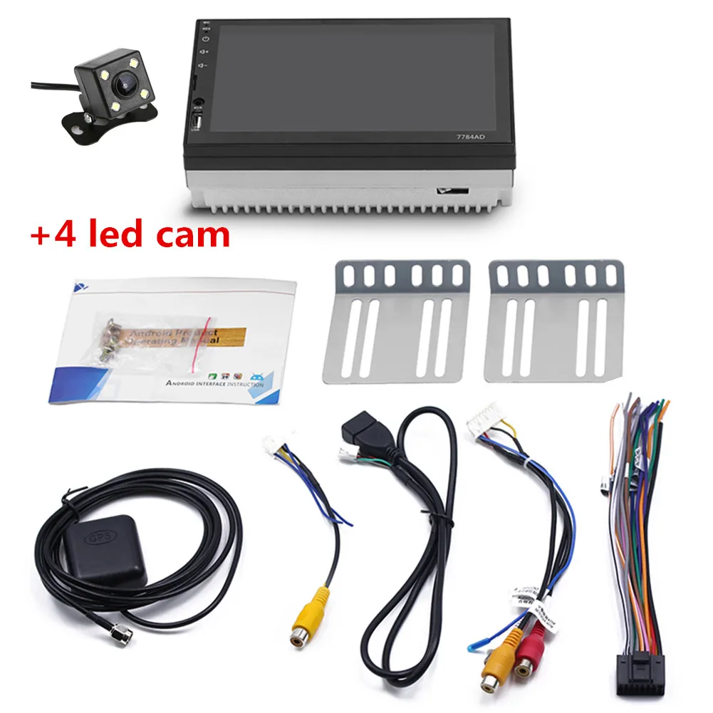 mp5-4 led cam " сенсорный экран 2Din BT Android 7,1 автомобильный MP5 MP4 плеер gps FM AM радио AUX карта+ камера - Цвет: mp5-4 led cam