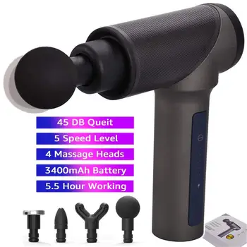 

New Muscle Massage Gun 45dB Quiet with 5 Speed 4 Heads Powerful Deep Tissue Percussion Massager for Relieve Muscle Body Massager