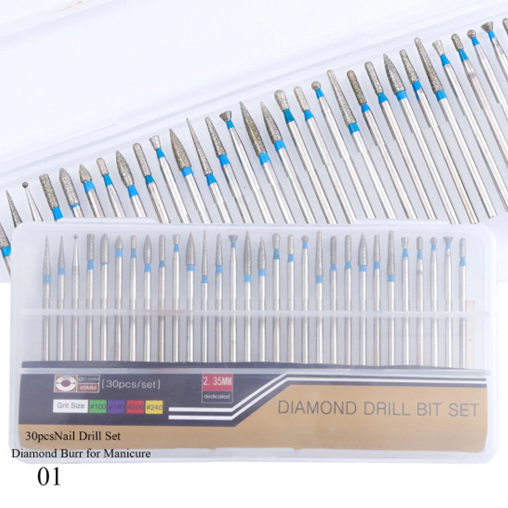 30pcs Manicure Tools Professional Cutter Remove Diamond Salon Nail Files Set Grinding Electric Polisher Burrs Dead Skin Art - Цвет: 1