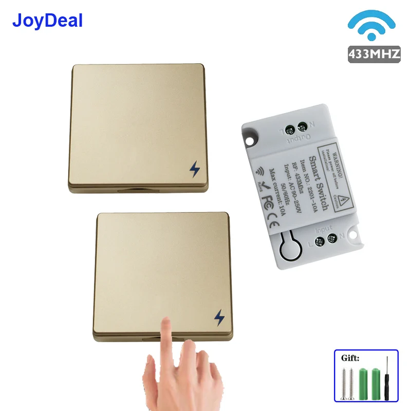 433 MHz Wireless RF Wall Panel Transmitter AC 110V 220V 1CH Remote Control Switch Relay Electrical Receiver for Ceiling Lamp Fan |