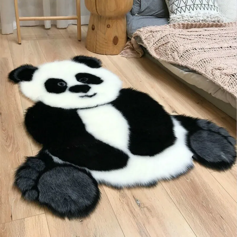 

Soft Plush Carpet Panda Printed Rug Lovely Imitation Animal Hair Home Area Rugs Bedroom Living Room Non-slip Mat