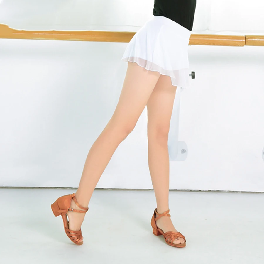 

Professional Girl Latin Dance Skirt Light Comfortable Children'S Practice Short Skirt Transparent One-Piece Leggings Skirts
