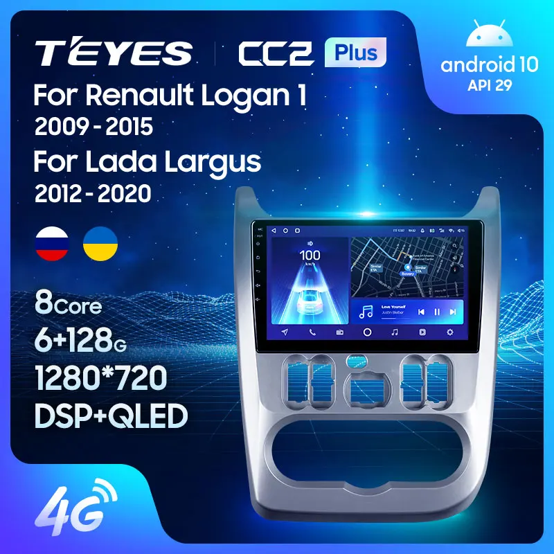 TEYES CC2L и CC2 Plus Штатная магнитола For Рено Логан рестайлинг Лада Ларгус R90 Дачия