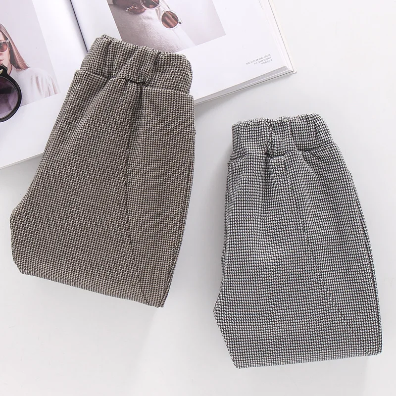 Spring New Style Korean-style Crawler Plaid Trousers Children Simple Paragraph Casual Pants Athletic Pants Fashion