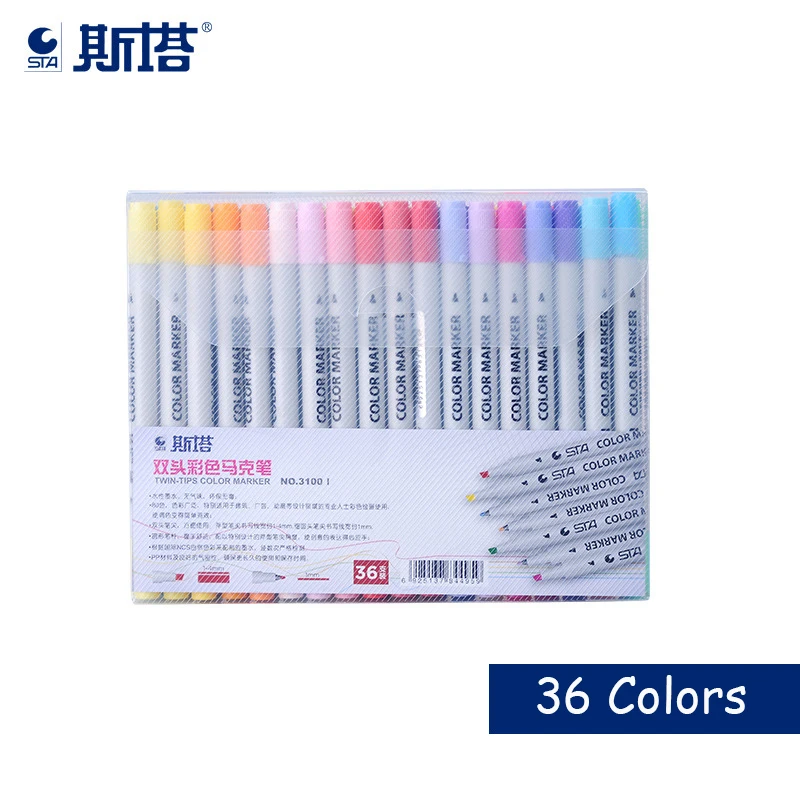 STA 36 colors 12-80 STA акварельный художественный маркер, двойная кисть, двойной маркер, набор чернил на водной основе, эскиз, маркер, ручка для рисования, манга, товары для рукоделия - Цвет: STA 36 colors