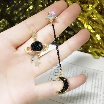 

New Korean Jewelry Star Moon Long Earings For Women Brinco Asymmetric Round Planet Earring Drop Pendientes Tassel Wedding Earing
