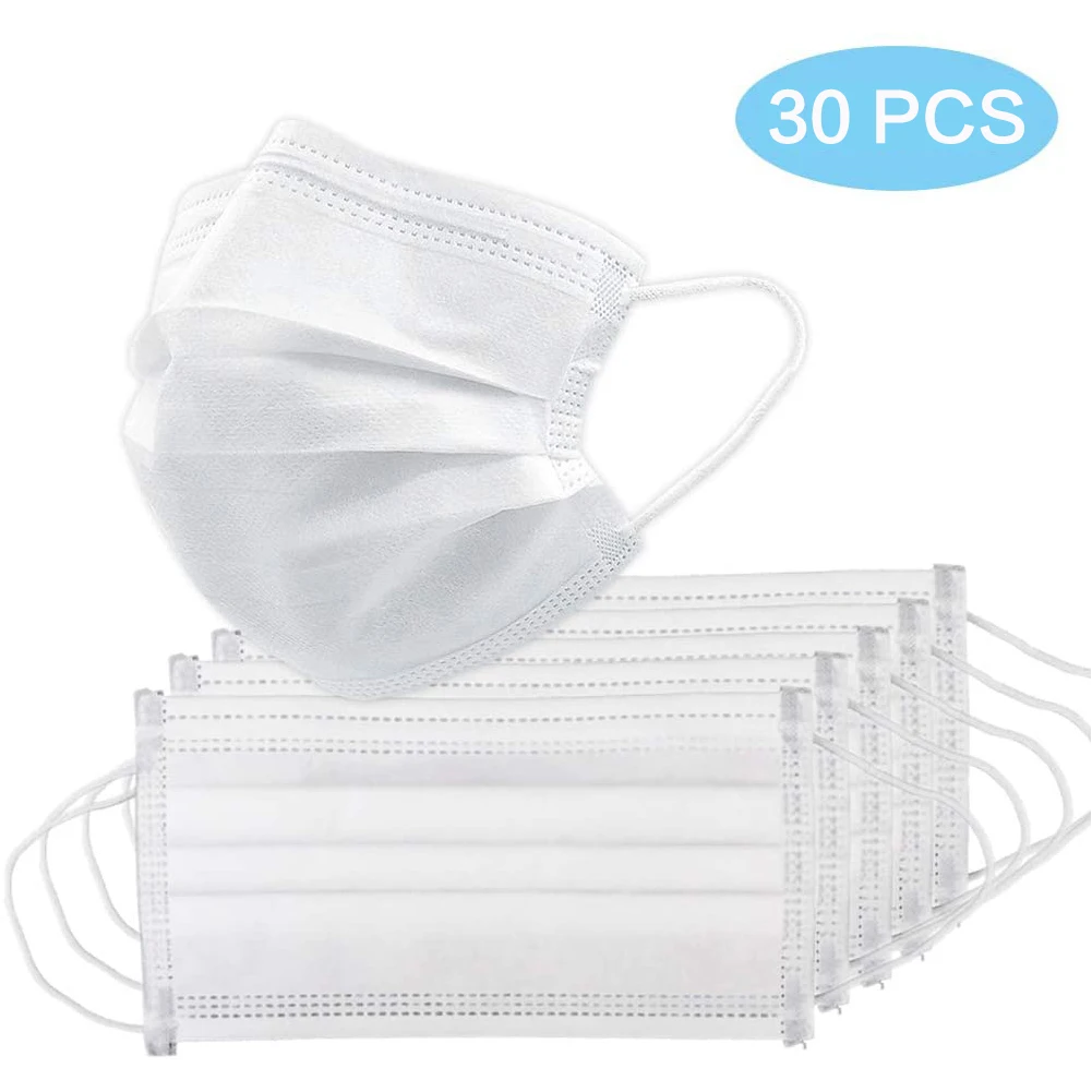 

30 Pieces 3-layer Face Protection Masks Protective Breathable Face Mask Safety