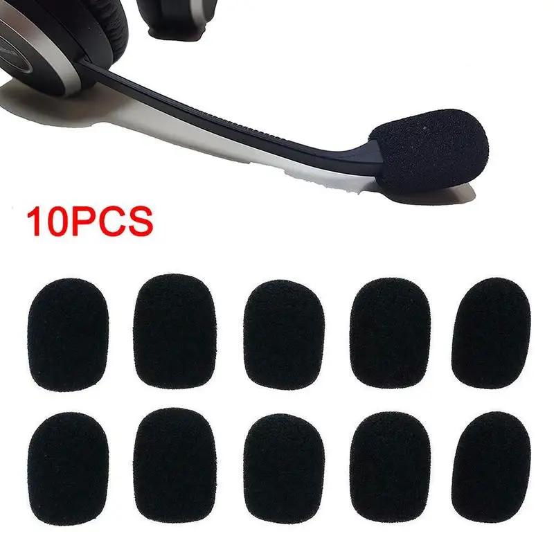 10 unids/set de cubiertas de espuma de reemplazo negro, parabrisas, cubiertas de esponja para auriculares, micrófono, cubierta de micrófono