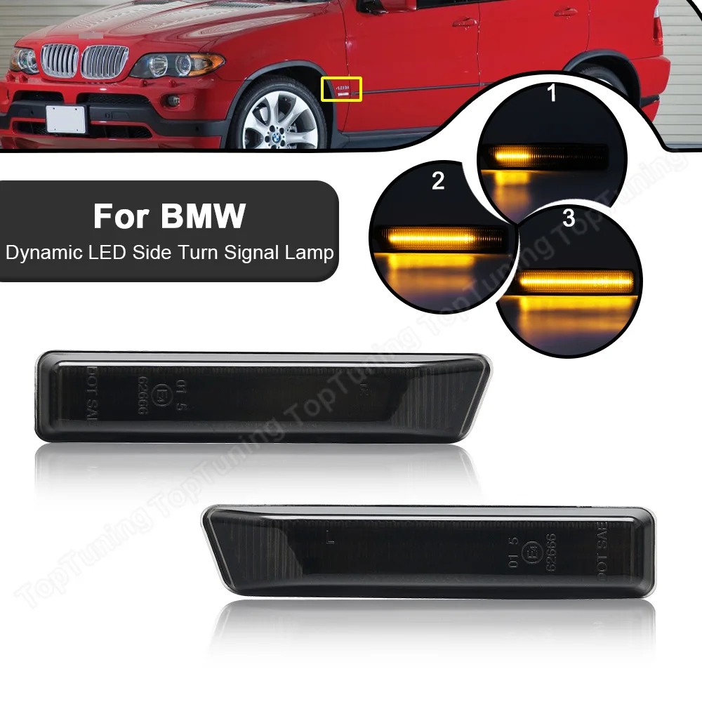 2PCS Dynamic LED Side Marker Turn Signal Light Indicator Amber Repeater