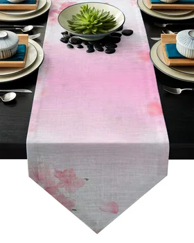 

Pink Graded Flower Spring Table Runner Table Flag Home Party Decorative Tablecloth Table Runners