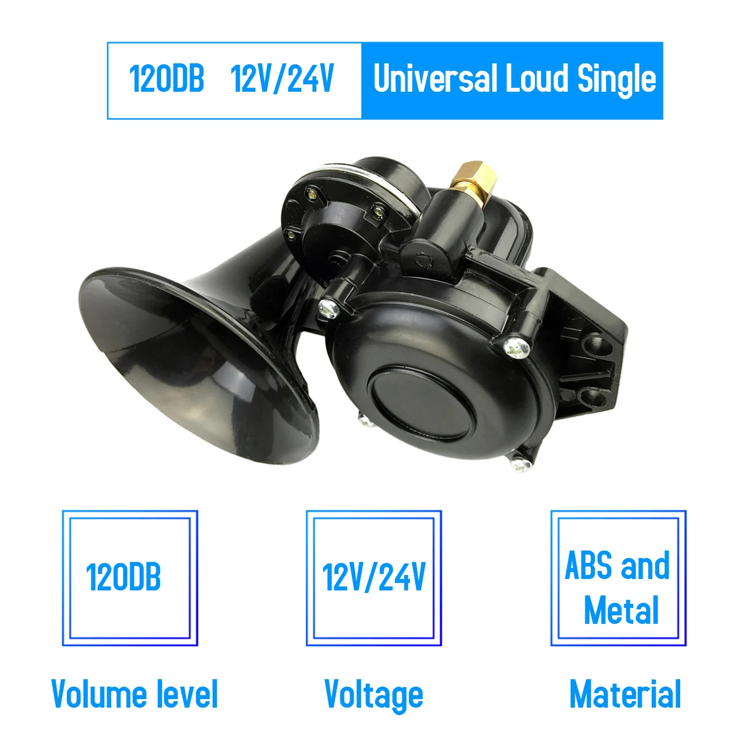 Universa 12V/24V 120DB Super Loud Single Trumpet Snail Electric Air Horn Siren Speaker for Car Truck Bus Van | Автомобили и