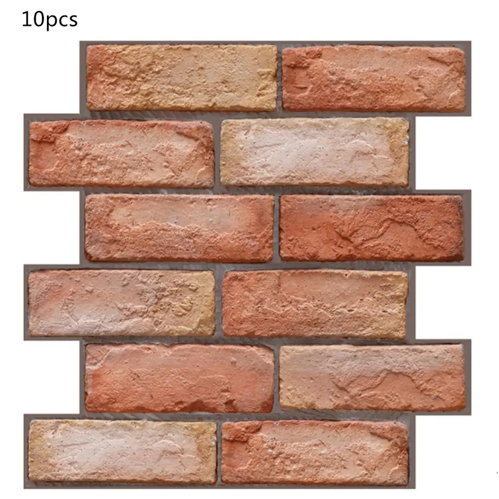 

3d Stereo Tile Stickers Red Brick Self-Adhesive Wall Stickers Living Room TV Bathroom Decoration Anti-Collision Wallpaper