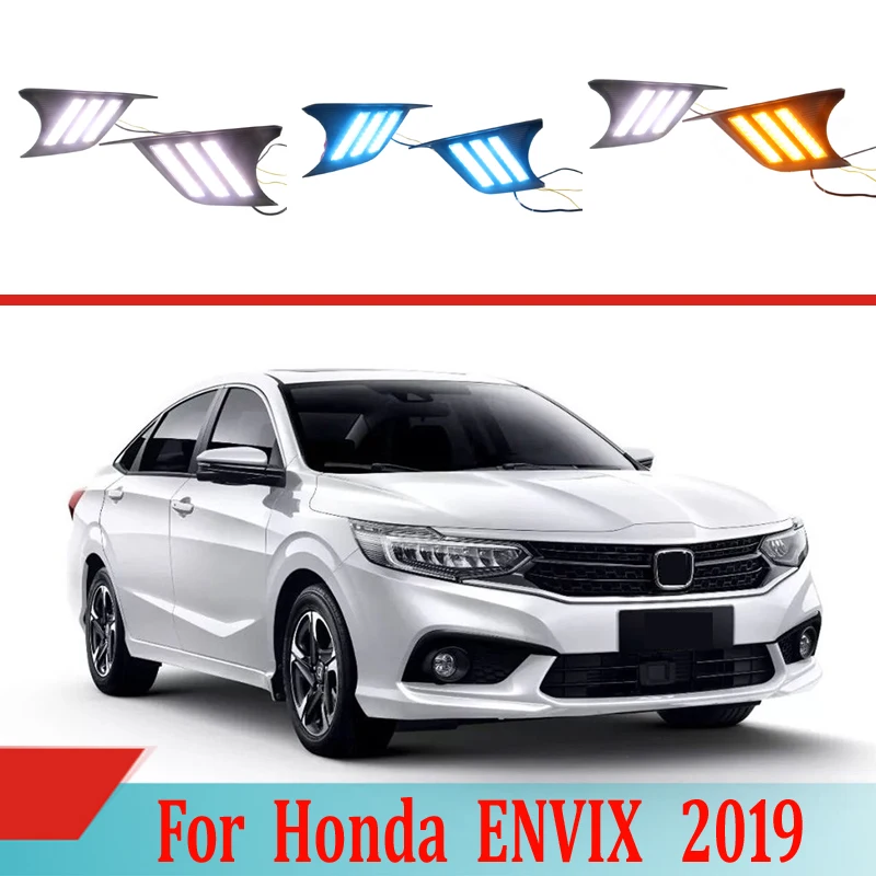 2 шт. для Honda ENVIX Светодиодный дневной ходовой светильник DRL Автомобильная противотуманная фара 6000 К белый поворотный Желтый поворотный синий светильник