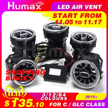 

11.11 3/12/64 Colours Front Turbine Air Vent For mercedez GLC Class X253 LED Air Condition Vent Cynchronize With Ambient Light