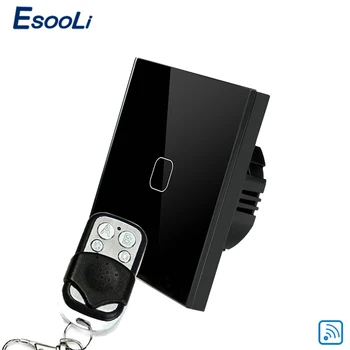 

Esooli Black wireless remote control switch wall touch switch 1 gang touch switches screen light smart switch with controller