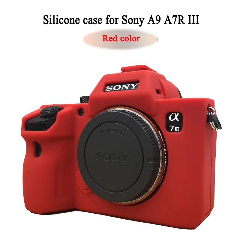 A7R3 -Red1 Soft Silicone Camera Bag Rubber case Protective Body Cover Skin For Sony A9 A7R III A7R3 A7 mark 3 A7 III A7R4 A7R IV - Цвет: A7R3 -Red1
