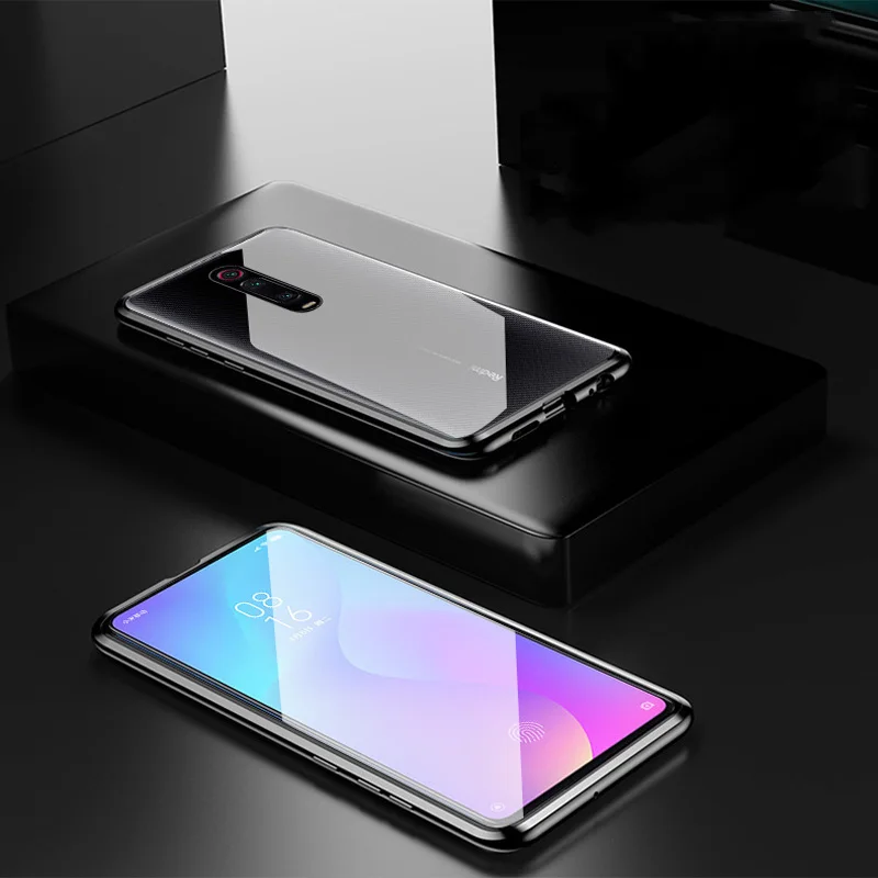 Передняя и задняя Стекло металлический магнитный чехол для телефона Redmi Note 8 7 K20 Pro 8A 8 для Xiaomi 9T CC9 9 8 F1 6X Max3 Mix2s Mix3 CC9Pro - Цвет: Black
