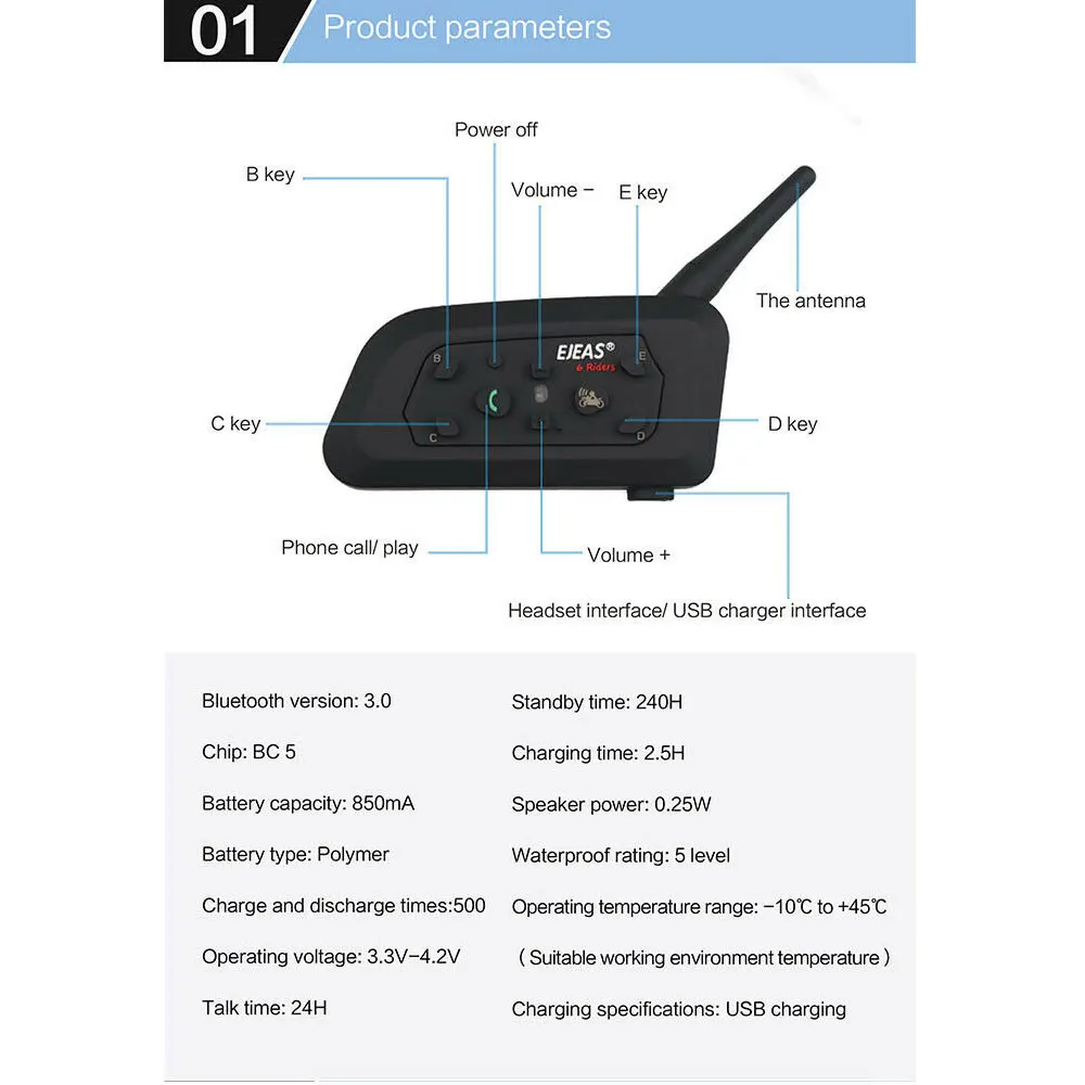 Полнодуплексный V6 Pro спортивный шлем для открытой местности Walkie Talkie двигатель мотоцикла Интерком FM Bluetooth домофон мотоцикл для ejeas