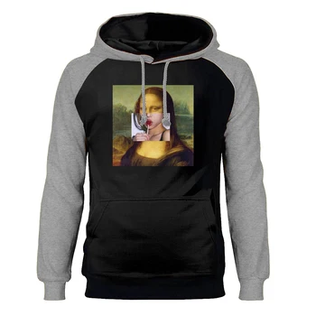 

Mona Lisa Tumbir Hoodies Sweatshirts Funny Vintage Raglan Hooded Hoody Sweatshirt Winter Autumn Fleece Warm Print Sportswear