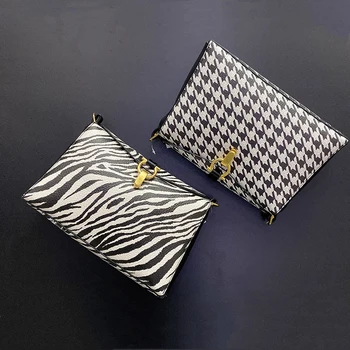 

Fashion Square Single Shoulder Bag Houndstooth Crossbody Bag French Style Vintage Simple Design Large Capacity Women Bag