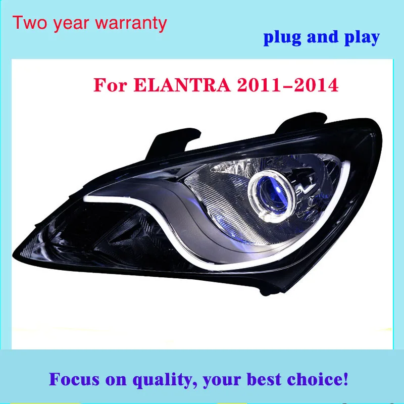 Автомобильный стильный головной светильник для ELANTRA 2011- светодиодный головной светильник s для ELANTRA Головной фонарь Angel eye светодиодный передний светильник Bi-Xenon/светодиодный объектив