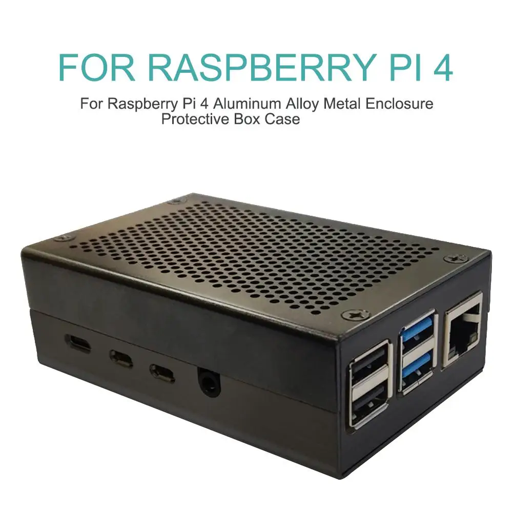 Корпус из алюминиевого сплава для Raspberry Pi 4, металлический корпус, защитный чехол, полый дизайн с охлаждающим вентилятором, защита материнской платы