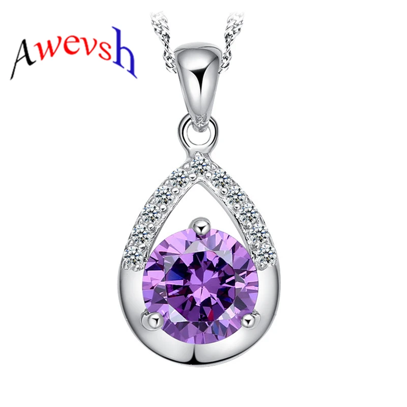 Awevsh AAA Циркон 925 серебряная капля воды колье ожерелье Геометрическая роскошь и