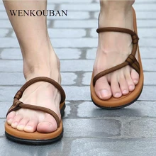 Летняя пляжная обувь; мужские повседневные сандалии; римские сандалии-гладиаторы; Мужская обувь; Вьетнамки без застежки на плоской подошве для взрослых; Zapatos De Hombre