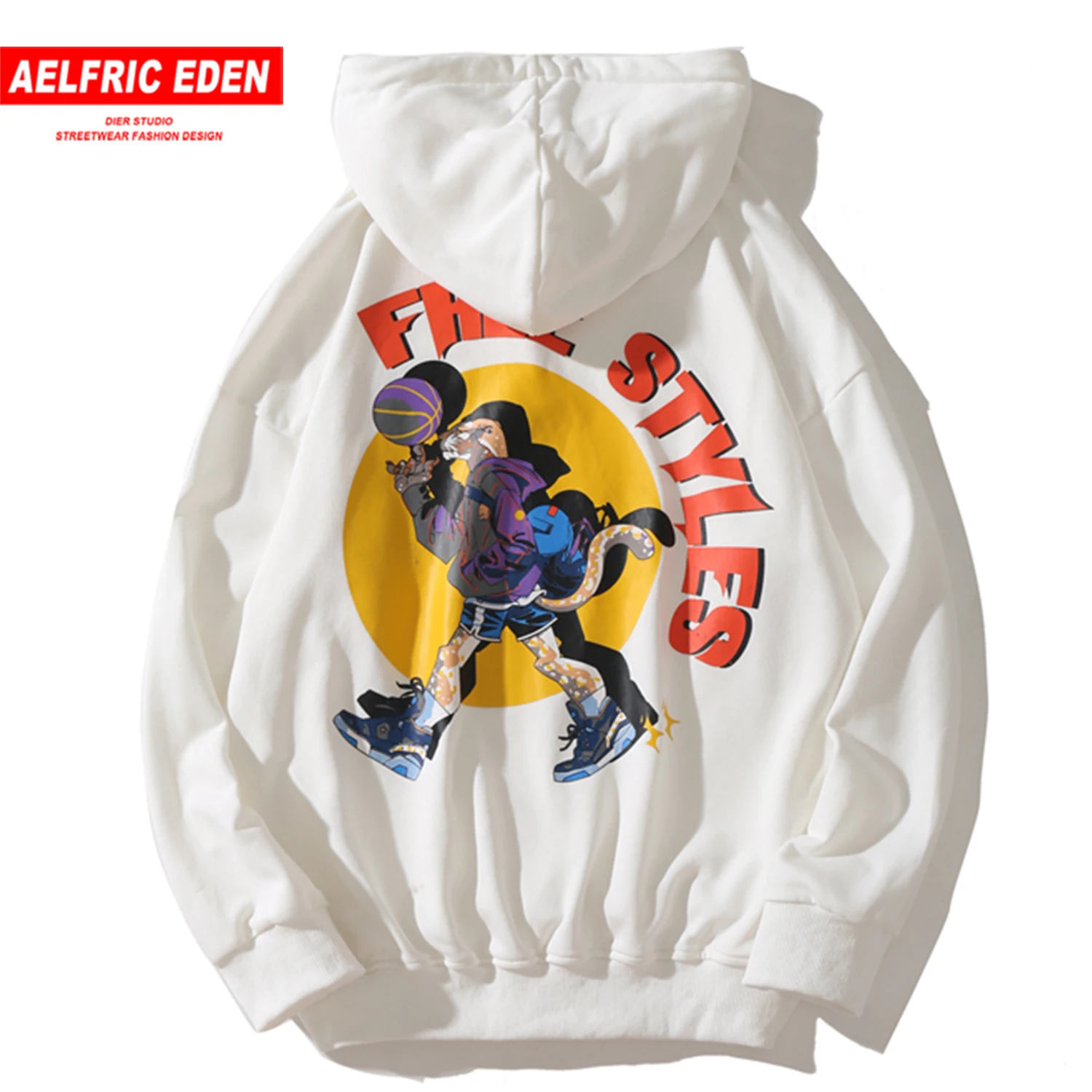 Aelfric Eden Забавный мультфильм печатных мужчин Толстовка Harajuku Повседневный хлопковый с капюшоном кофты хип хоп мужской пуловер верхняя одежда Уличная