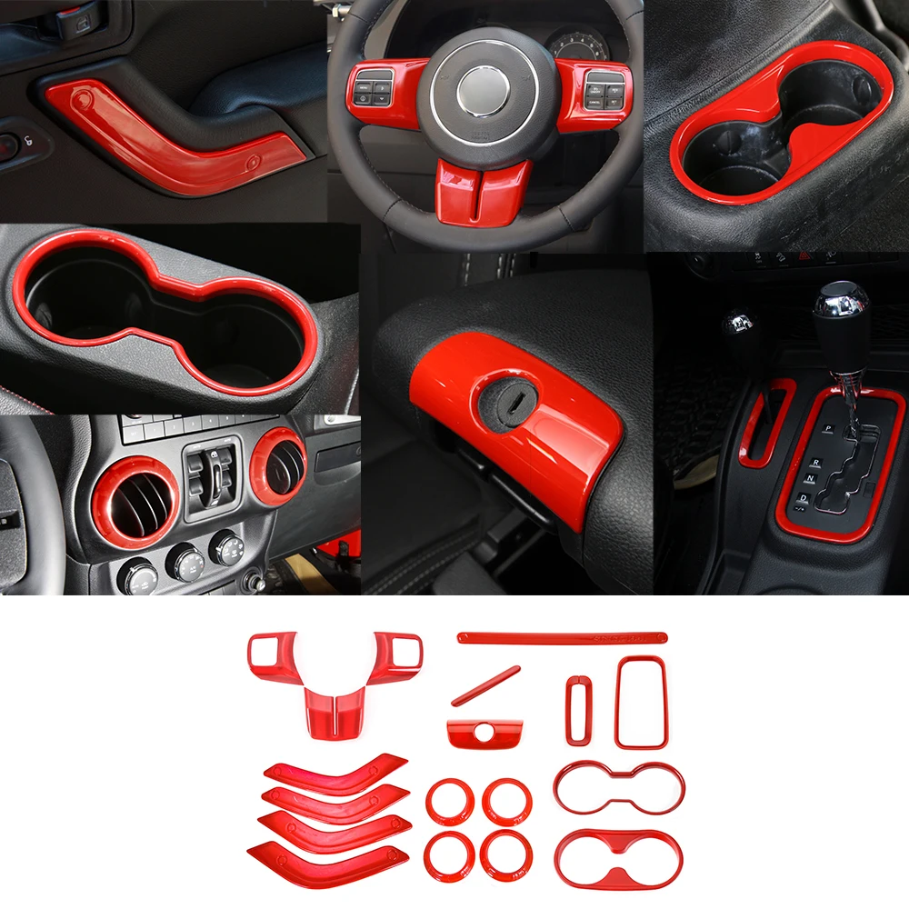 For Jeep Wrangler Jk Jku 2011 2012 2013 2014 2015 2016 2017 2/4 Doors Car  Interior Accessory Full Set Trim Kit Suits Decoration - Interior Mouldings  - AliExpress