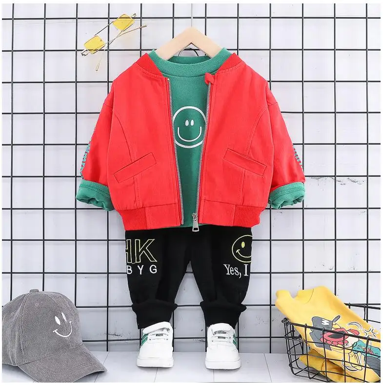 Коллекция года, Осенние комплекты одежды для маленьких мальчиков комплект одежды для маленьких детей, пальто с героями мультфильмов+ футболка+ штаны Детский костюм