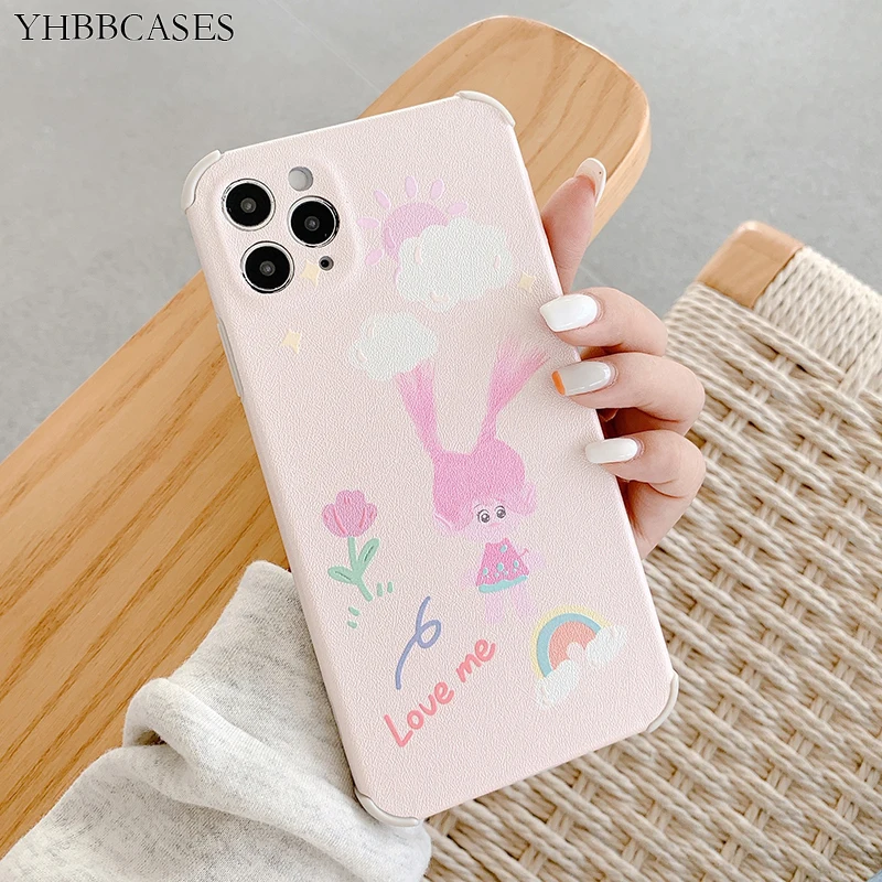 Шелковые Розовые чехлы для телефонов с принтом троллей iPhone 12 11 Pro 7 8 Plus X XR XS Max
