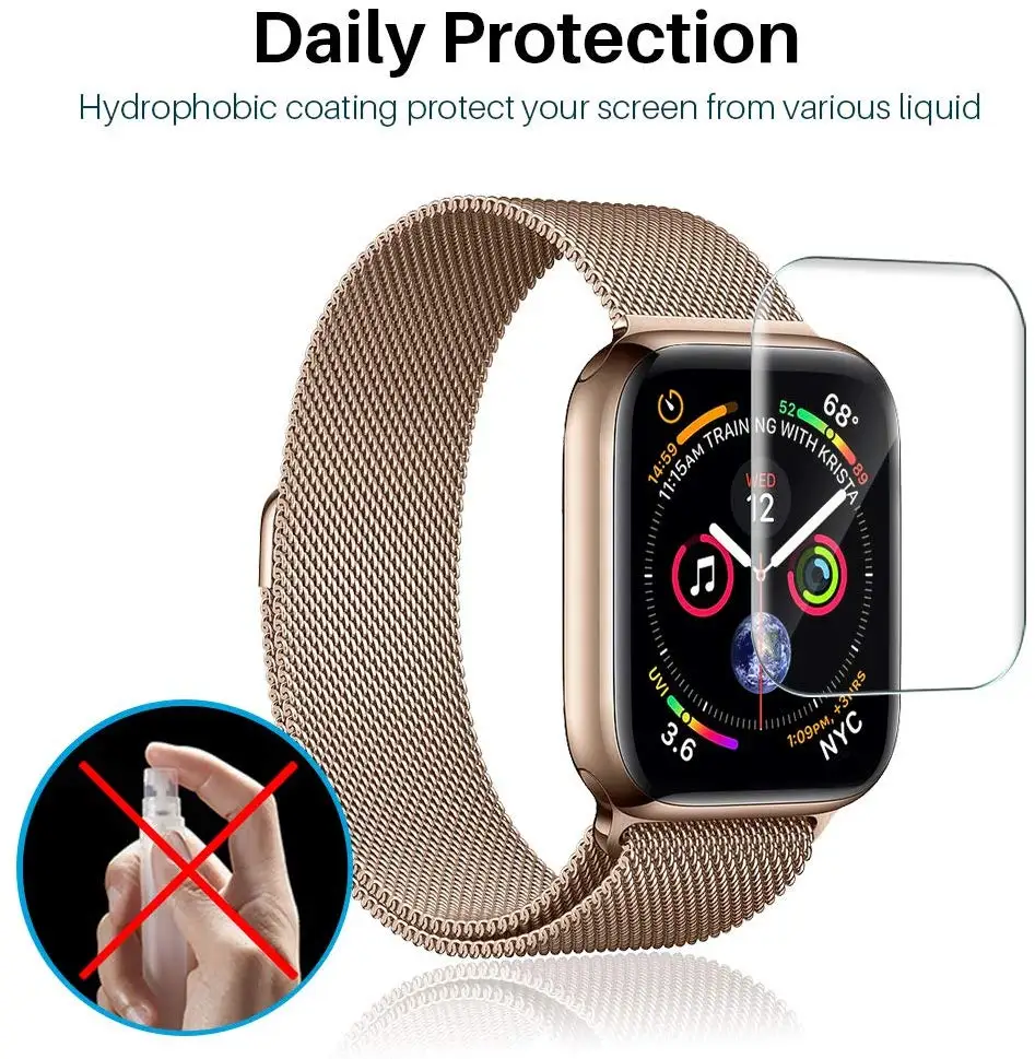 Защитная пленка для Apple Watch, 38 мм, 42 мм, серия 3, 2, 1, против царапин, для iWatch, 40 мм, 44 мм, серия 4, 5, мягкая прозрачная пленка из ТПУ HD