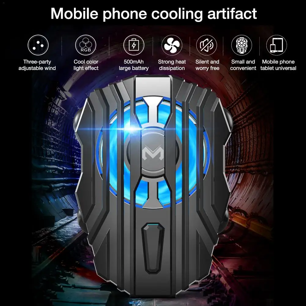  Mobile Phone Cooler for IPhone Xs Max Xs XR Silent Phone Radiator PUBG Controller Handle LED Light 