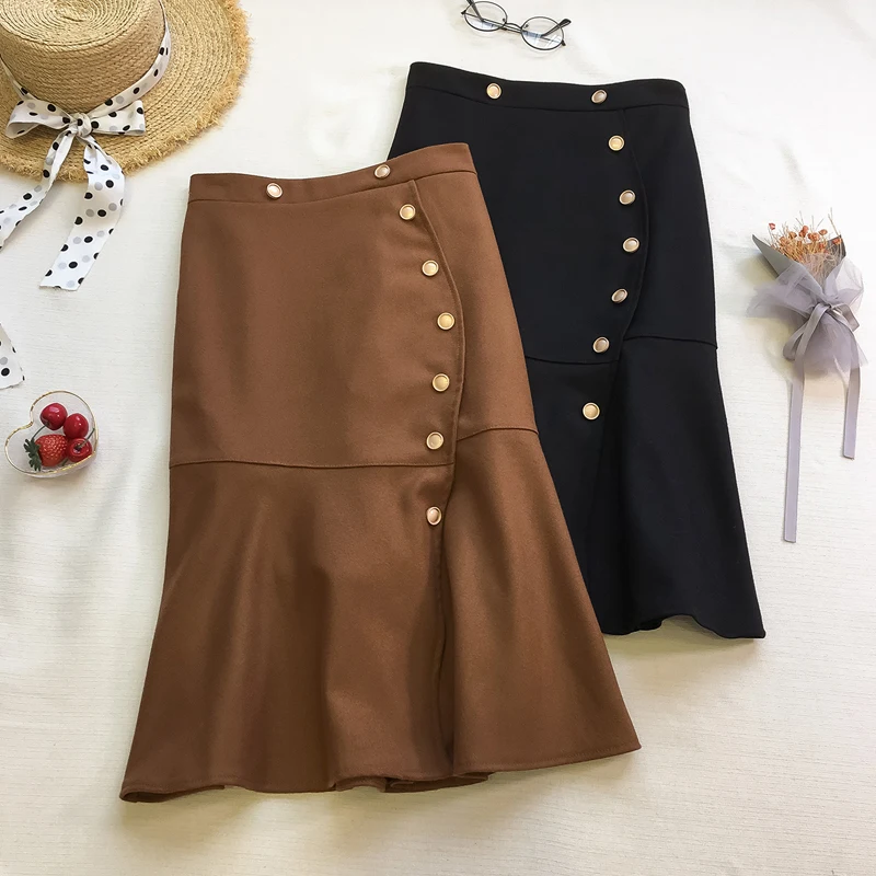 Women Skirt Fishtail Fall 2019 High Waist Open Crouch Medium Length Skirt Long Skirt Hippie Gypsy Maxi Women Skirt Falda