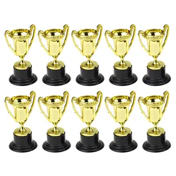 

10PCS Mini Plastic Gold Cups Trophies For Party Children Early Learning Toys Prizes Birthday Party Gift For Kids