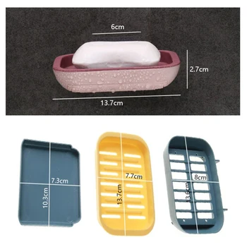 

Soap Rack No Drilling Wall Mounted Double Layer Soap Holder Soap Holder Sponge Dish Bathroom Accessories Soap Dishes Adhesive