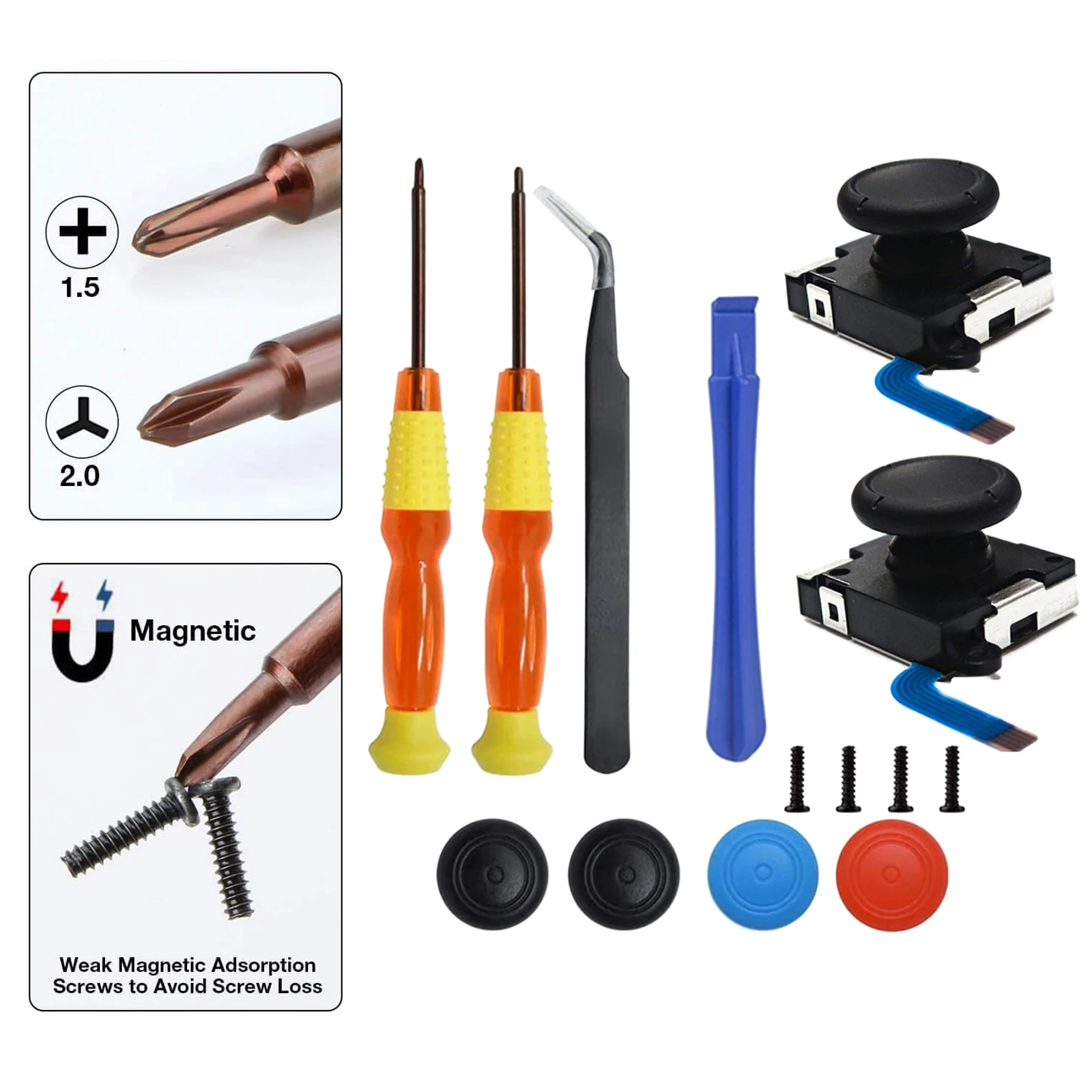 14Pcs Left/Right Joystick Thumbsticks for Nintendo Switch Joy-Con Repair Tool
