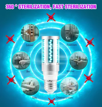 

15W 20W UVC LED Bulb E27 UV LED Lamp Desinfection Light LED Corn Bulb 220V Ultraviolet Light Bactericidal Sterilization Lamp