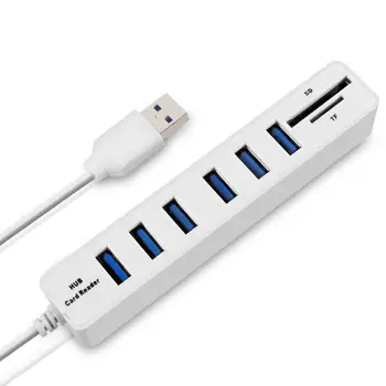 

DishyKooker 6-Port USB 2.0 Data Hub 2 In 1 SD/TF Multi USB Combo with 3ft Cable for Mac, PC, USB Flash Drives And Other Devices