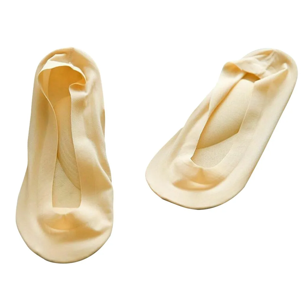 Женские стельки невидимый супер тонкий ледяной шелк Силиконовые не скользящие носки-следки носки для девушек летние носки из дышащей ткани; носки-башмачки# p7 - Цвет: Бежевый