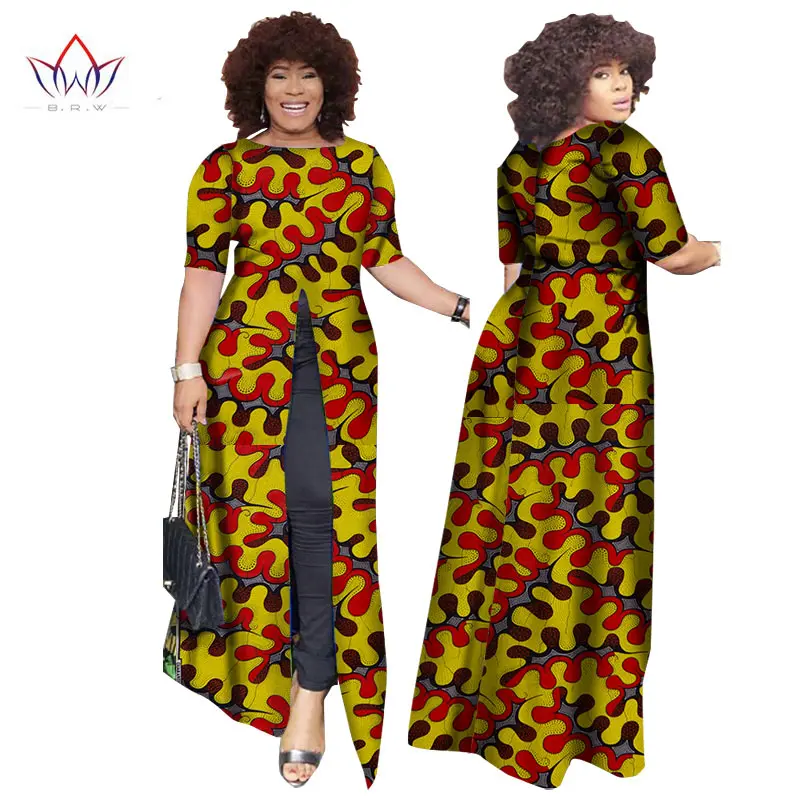 Африканский dashiki африканских платья повседневные Прямые сплит печати Африканский принт хлопок Одежда Сорочка африканского Femme brw WY852 - Цвет: 11