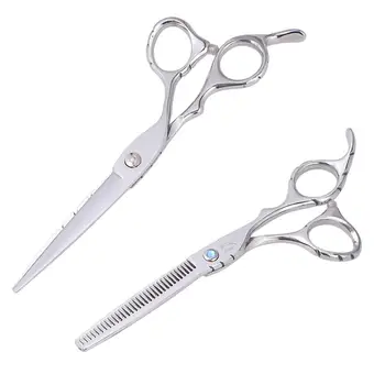 

2pcs 6 Inches Clipper Thinning Scissors Home Barber Salon Stainless Steel Scissors Hairdressing Scissors (Flat + Tooth Scissor)