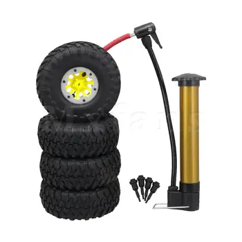 

Mxfans 4 x RC1:10 Inflatable Tires Plastic Yellow Wheel Rims with Silver Clips