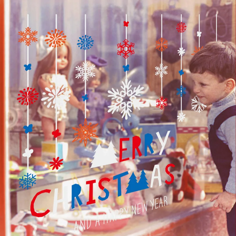 

2 Pcs Christmas Stickers Holiday New Year Glass Doors And Windows Office Shop Decoration Wall Stickers Stationery Gift Toys