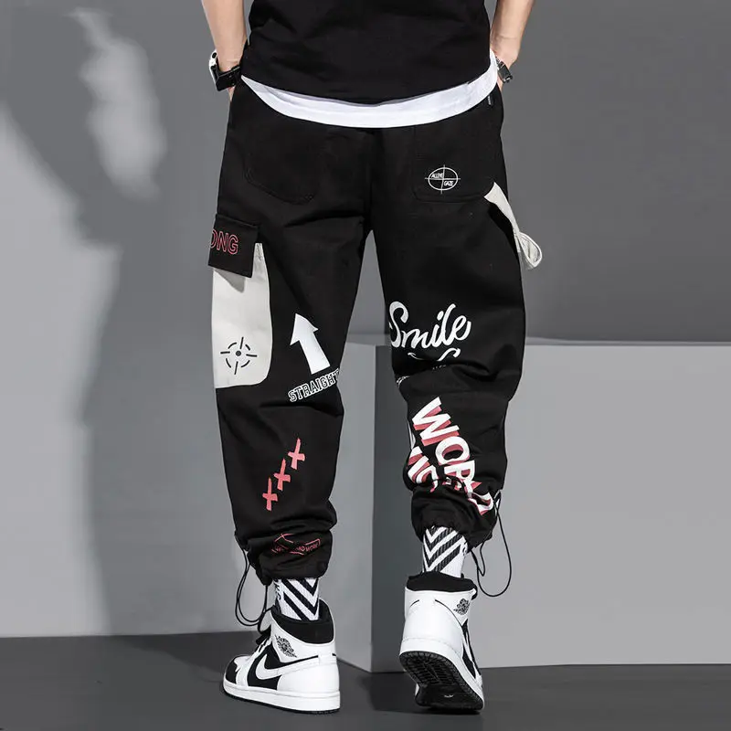 Black White Joggers Men | Techwear Pants Black White | White